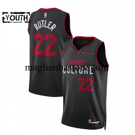 Maglia NBA Miami Heat Jimmy Butler 22 2023-2024 Nike City Edition Nero Swingman - Bambino
